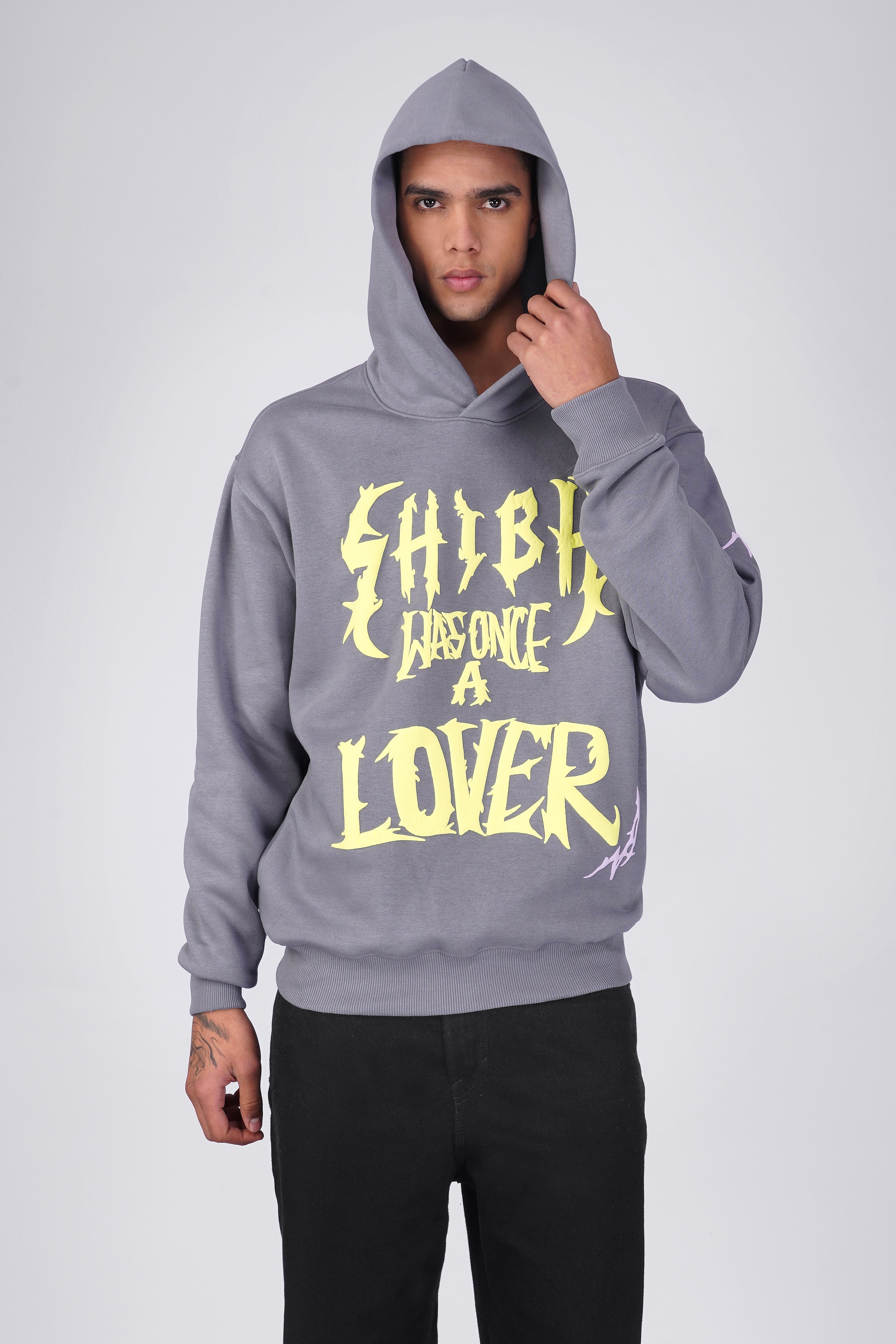 The "Gothic Distortion" Oversized Hoodie | Steel Grey