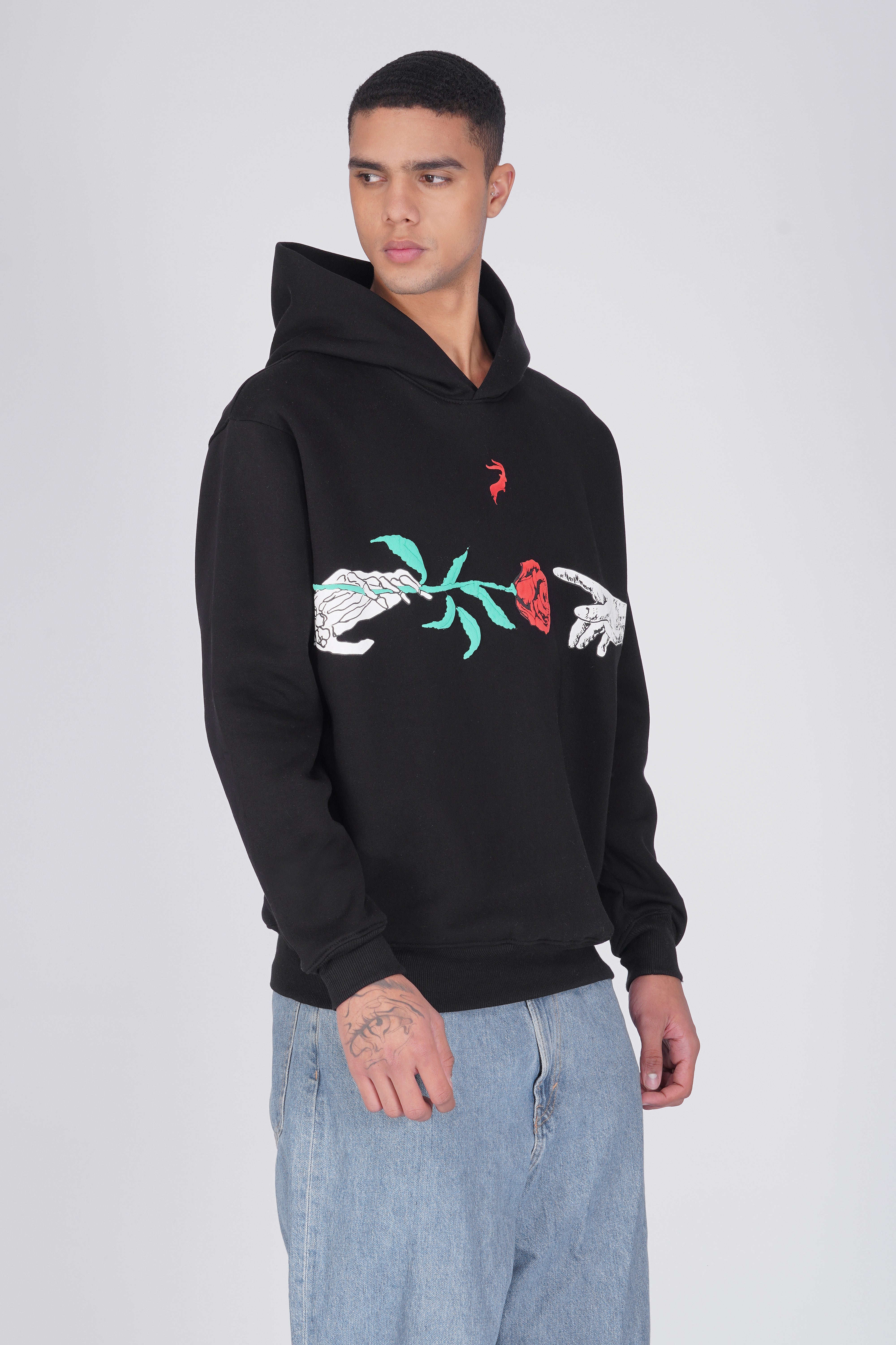 "The Lost Love" - Puff Printed Hoodie in Black
