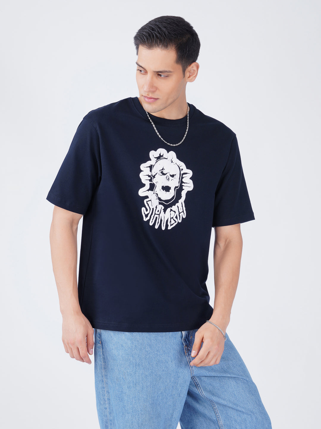 SHIBH Skull Graphic T-Shirt — Navy