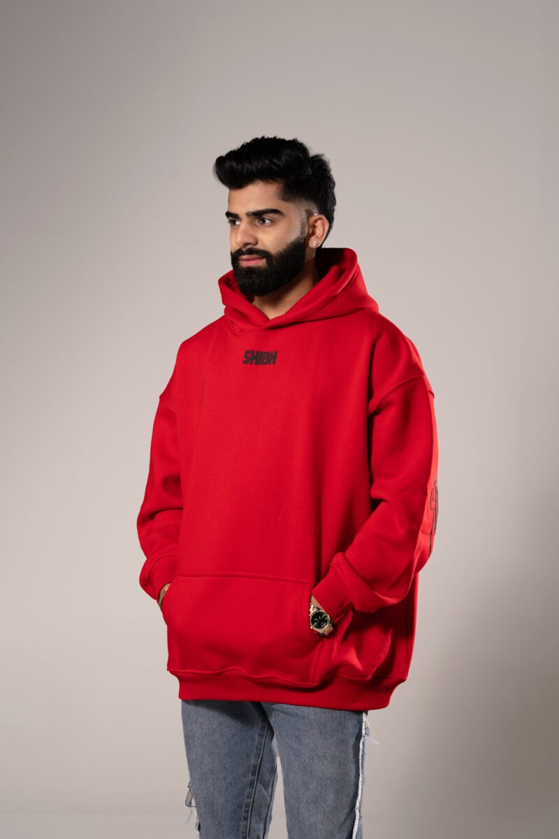The Thinking Woman in a Silhouette - Super Oversized Hoodie – Red - Image 3